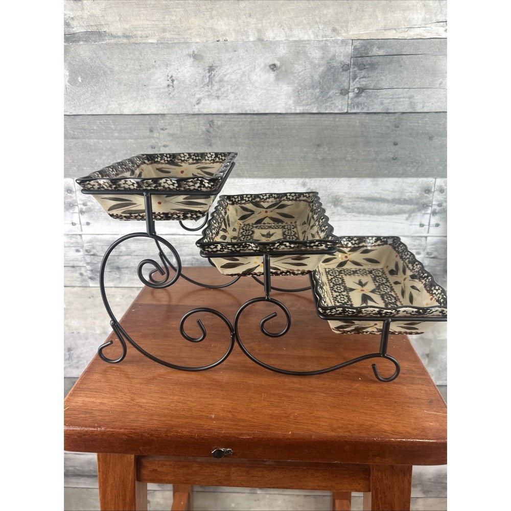Temp-Tations By Tara Old World Black 3 Tier Serving Set